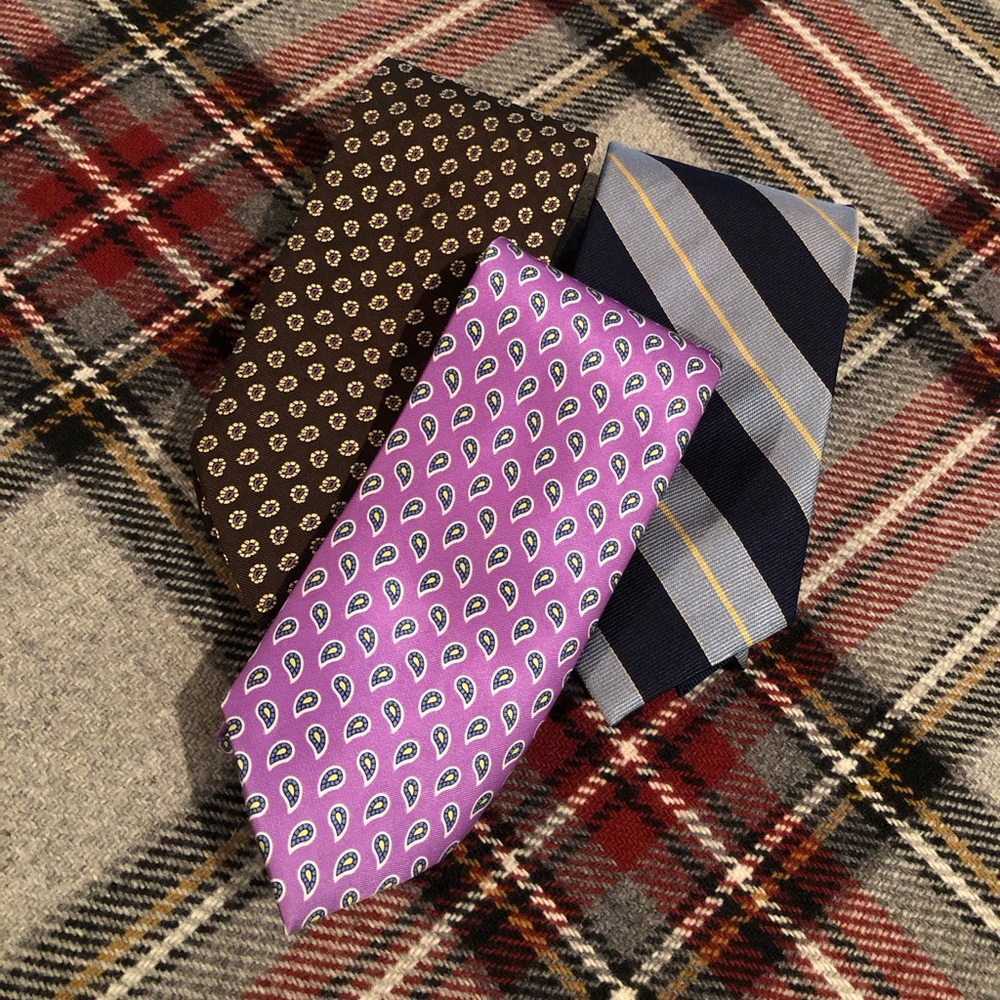 SOUTHWICK Men’s Traditional Foulard Silk Tie Group of Two with +1 IZOD Repp Tie